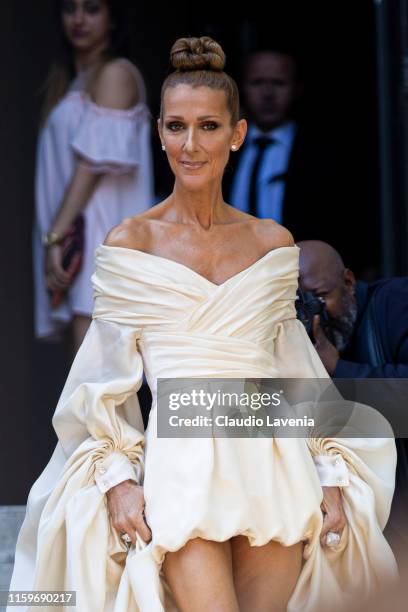 Celine Dion, is seen outside Alexandre Vauthier show during Paris Fashion Week - Haute Couture Fall Winter 2019 - 2020 on July 02, 2019 in Paris,...