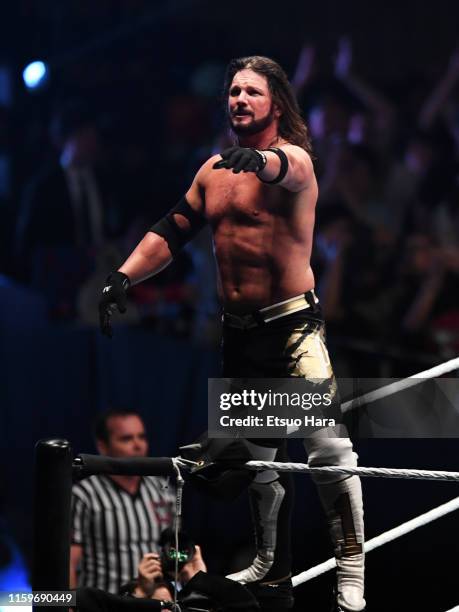 Styles looks on during the WWE Live Tokyo at Ryogoku Kokugikan on June 29, 2019 in Tokyo, Japan.