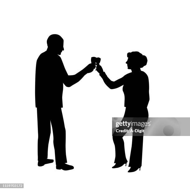toast - couple drinking stock illustrations