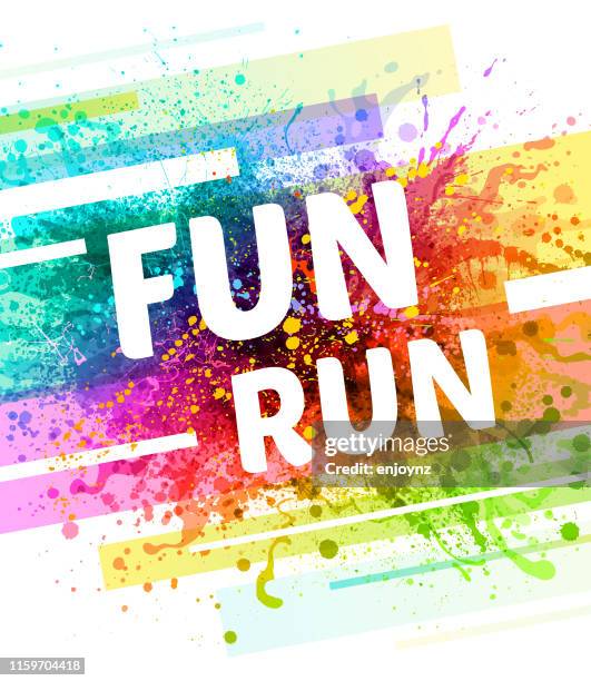 fun run poster - sports event stock illustrations