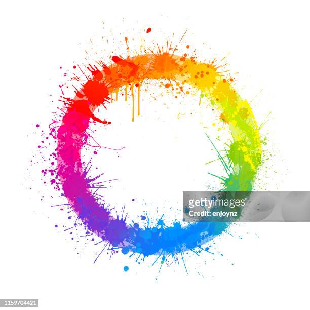 rainbow circle splash - watercolour paints stock illustrations