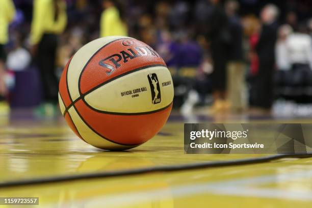 Spaulding basketball during the Seattle Storm vs Los Angeles Sparks game on August 04 at Staples Center in Los Angeles, CA.