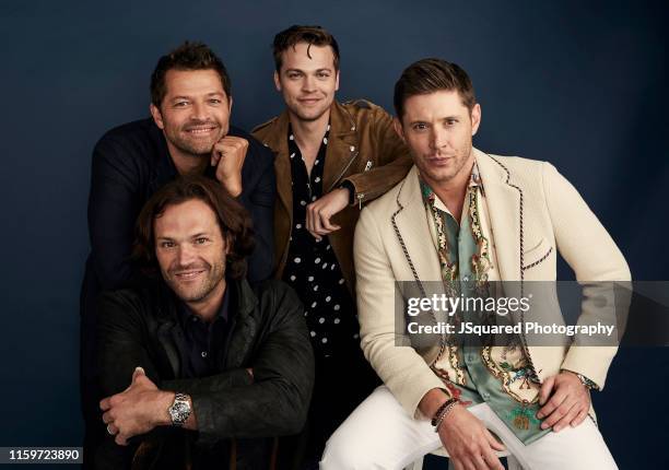 Misha Collins, Jared Padalecki, Alexander Calvert and Jensen Ackles of The CW's 'Supernatural' pose for a portrait during the 2019 Summer Television...