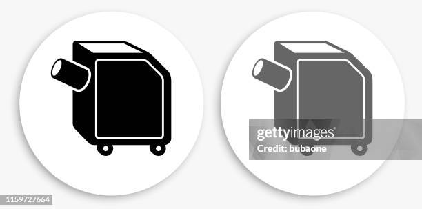 shredding machine black and white round icon - shredding machine stock illustrations