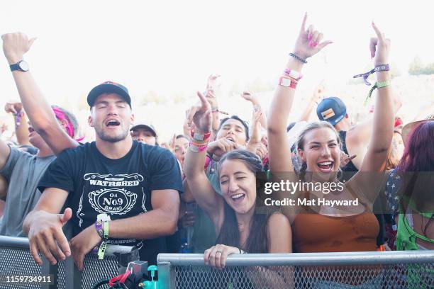 Fans cheer during the Watershed country music festival at Gorge Amphitheatre on August 2, 2019 in George, Washington.