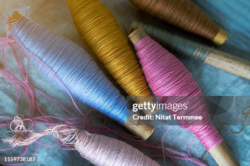 Natural Thread Material Colorful Raw Silk Thread To Work Natural Textile Fiber Art Of The ...