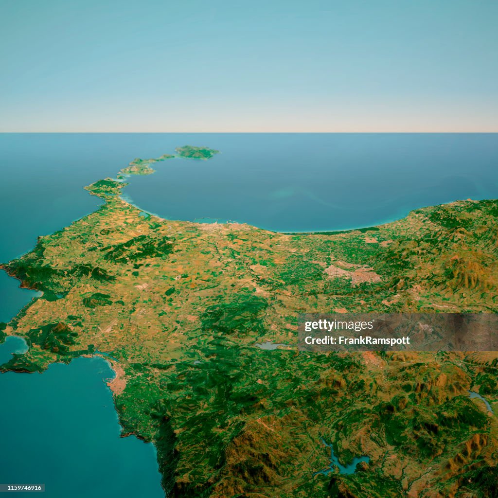 Nurra Sardinia Italy 3D rende a vista aérea do horizonte de fevereiro Sul 2019