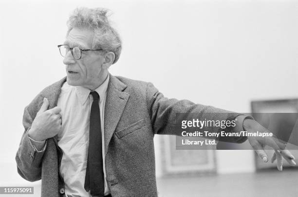 Swiss sculptor and painter Alberto Giacometti at the Tate Gallery, London, July 1965.