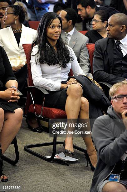 Tiffany Burress attends a press conference at National Urban League on June 13, 2011 in New York City.