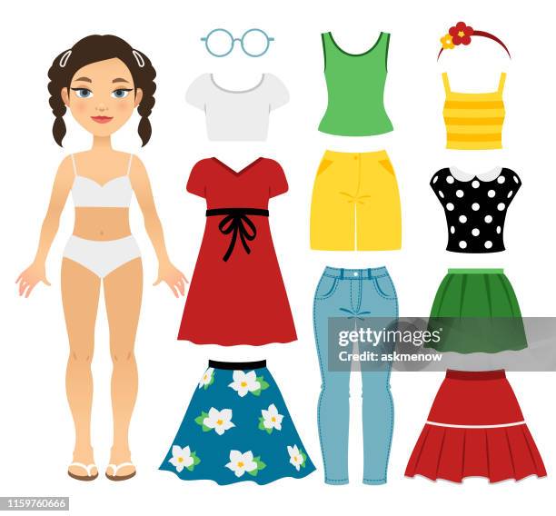 teenage mädchen sommerkleidung - mini dress stock-grafiken, -clipart, -cartoons und -symbole