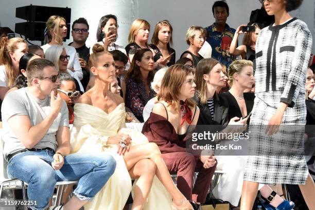 Pepe Munoz, Celine Dion and Morgane Polanski attend the Alexandre Vauthier Haute Couture Fall/Winter 2019 2020 show as part of Paris Fashion Week on...