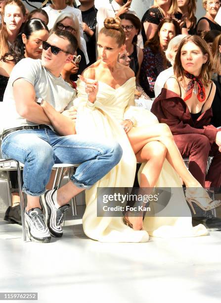 Pepe Munoz, Celine Dion and Morgane Polanski attend the Alexandre Vauthier Haute Couture Fall/Winter 2019 2020 show as part of Paris Fashion Week on...