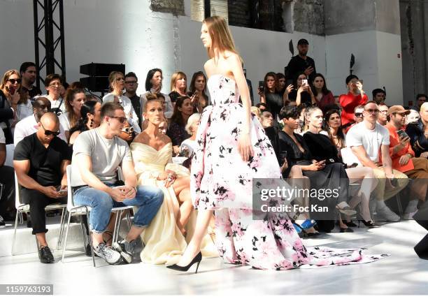 Pepe Munoz and Celine Dion attend the Alexandre Vauthier Haute Couture Fall/Winter 2019 2020 show as part of Paris Fashion Week on July 02, 2019 in...