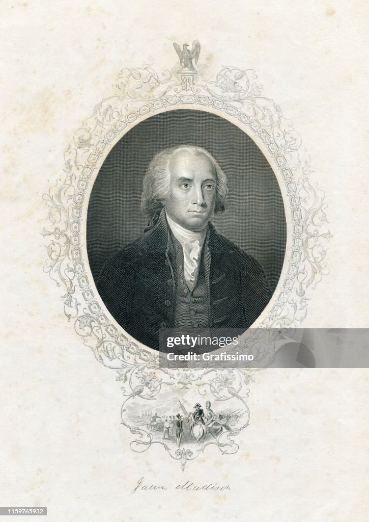 Amerikaanse president James Madison Jr. portret 1870