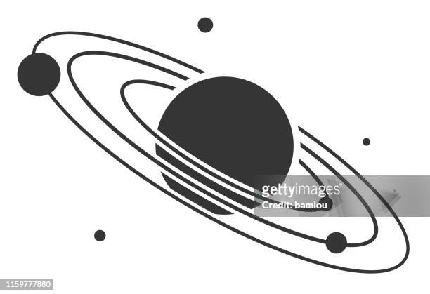 ilustraciones, imágenes clip art, dibujos animados e iconos de stock de planeta con icono de anillos múltiples - sistema solar