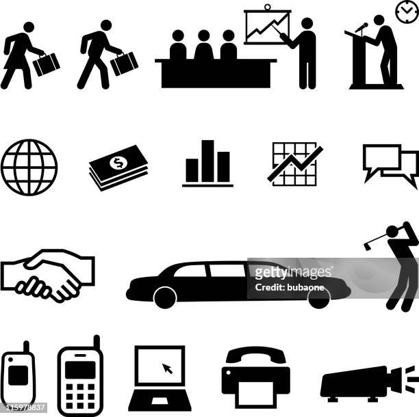 black and white business people and activities on business set - business meeting with clients stock illustrations