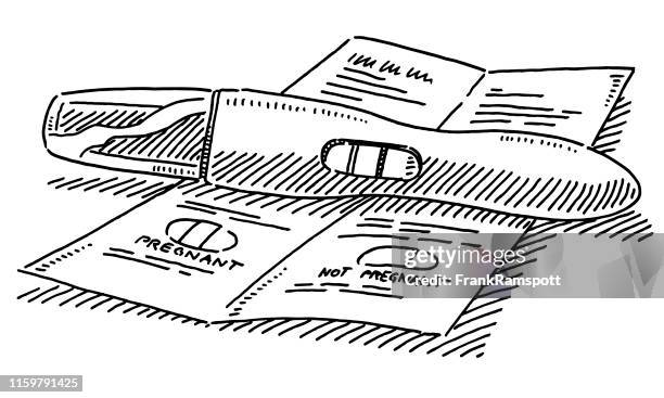 pregnancy test drawing - testing kit stock illustrations