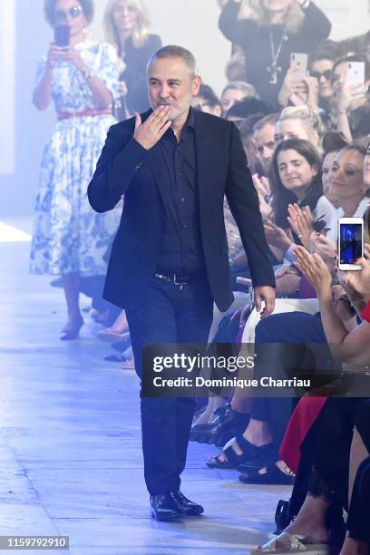 Fashion designer Elie Saab acknowledges the audience during the Elie Saab Haute Couture Fall/Winter 2019 2020 show as part of Paris Fashion Week on...