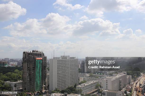 high angle view of dhaka city - bangladesh dhaka stockfoto's en -beelden