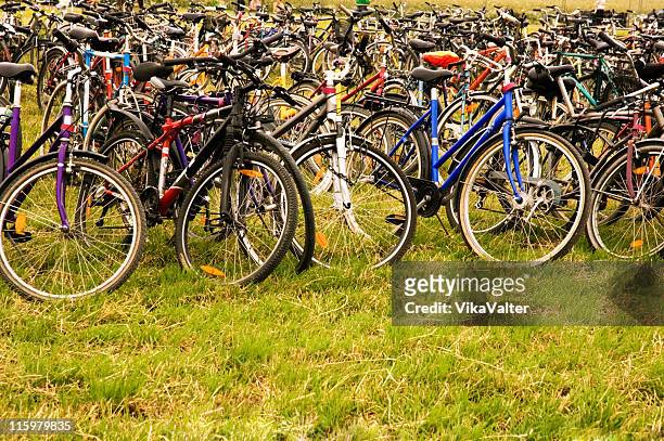 bikes - large grass area stock pictures, royalty-free photos & images