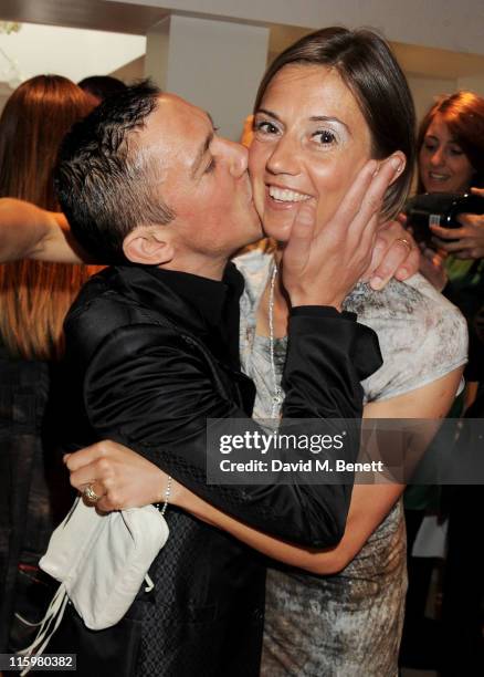 Frankie Dettori and wife Catherine Dettori attend the launch of jockey Frankie Dettori's new restaurant 'Cavallino' on June 13, 2011 in London,...