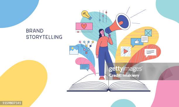 brand storytelling - storyteller stock illustrations