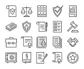 Legal documents icon. Law and justice line icon set. Editable stroke.