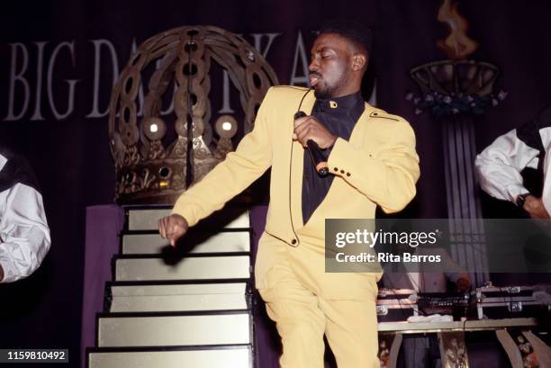 American rapper Big Daddy Kane performs onstage at Harlem's Apollo Theater, New York, New York, February 1990.