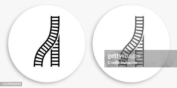 train tracks black and white round icon - train track stock illustrations