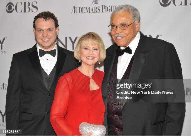 James Earl Jones and family , wife Cecelia Hart and son Flynn Earl Jones, arrive at the "2011 Tony Awards" held at the Beacon Theater