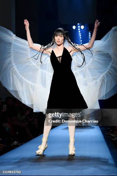 Coco Rocha walks the runway during the Jean Paul Gaultier Haute Couture Fall/Winter 2019 2020 show as part of Paris Fashion Week on July 03, 2019 in...