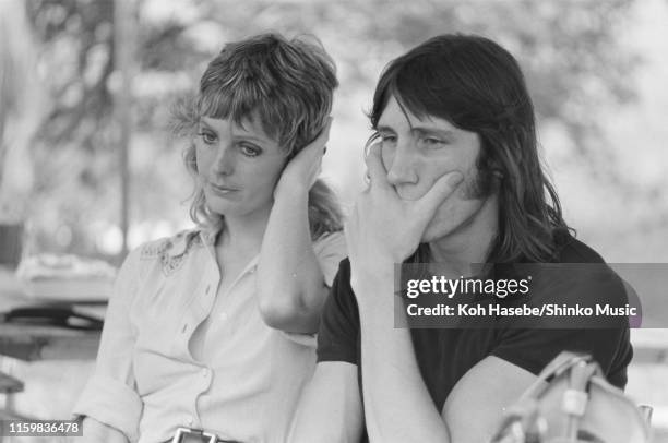 Roger Waters of Pink Floyd with his wife, Judith Trim, off stage at Hakone Aphrodite, Japan, 6th August 1971.