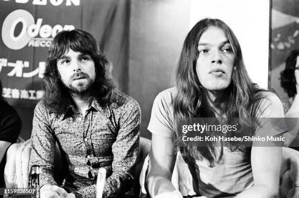 Richard Wright, David Gilmour of Pink Floyd at a press conference at Hakone Aphrodite, Tokyo, Japan, 2nd August 1971.