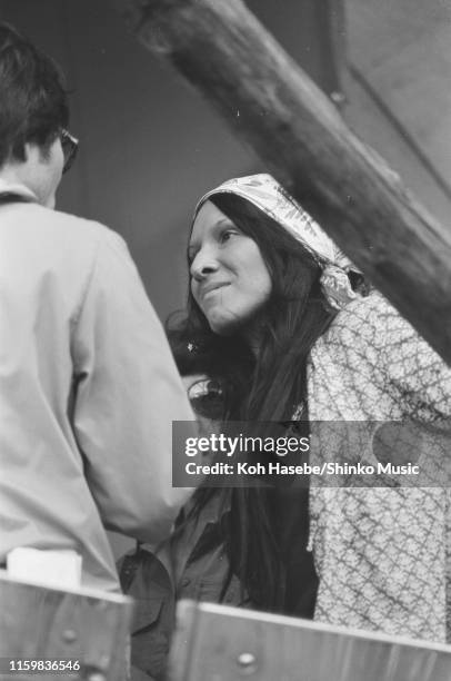 Buffy Sainte-Marie off stage at Hakone Aphrodite, Japan, 6th August 1971.