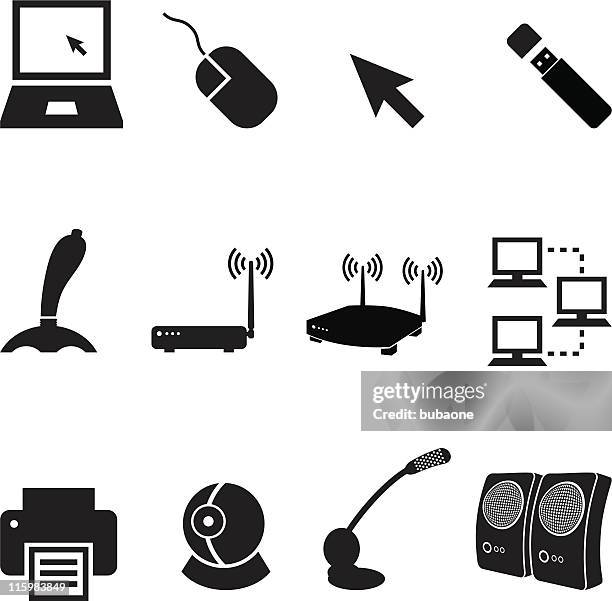 stockillustraties, clipart, cartoons en iconen met computer technology royalty free vector icon set - computer speaker