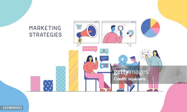 illustrazioni stock, clip art, cartoni animati e icone di tendenza di strategie di marketing - e mail stock illustrations