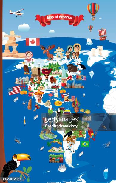 cartoon karte von amerika - unesco world heritage site stock-grafiken, -clipart, -cartoons und -symbole