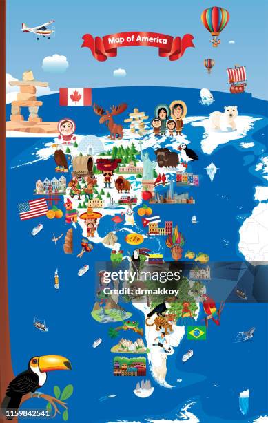 cartoon map of america - rio amazonas stock illustrations