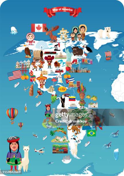 ilustraciones, imágenes clip art, dibujos animados e iconos de stock de mapa de dibujos animados de américa - américa del sur mapa de america latina
