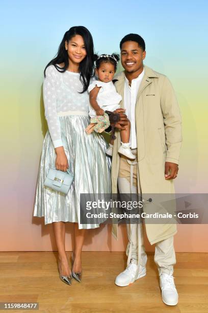 Chanel Iman with her daughter Cali Clay Shepard and husband Sterling Shepard attend the Bonpoint show Spring Summer 2020 as part of Paris Fashion...