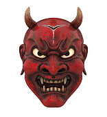 Red Japanese Mask Isolated