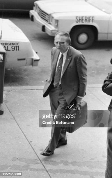 Alvin Binder, chief defense counsel for Wayne Williams arrives at the Fulton County Superior courthouse to begin the defense of his client. Binder...