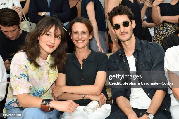 Anais Demoustier, Camille Cottin and Pierre Niney attend the Bonpoint show as part of Paris Fashion Week on July 03, 2019 in Paris, France.