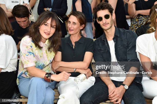 Anais Demoustier, Camille Cottin and Pierre Niney attend the Bonpoint show as part of Paris Fashion Week on July 03, 2019 in Paris, France.