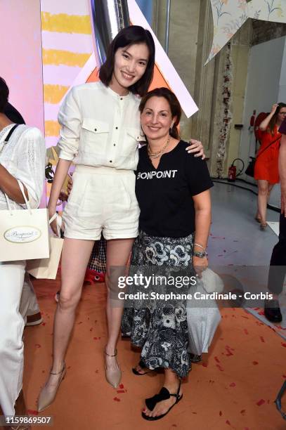 Kitty Zhang and Anne Valerie Hash attend the Bonpoint show as part of Paris Fashion Week on July 03, 2019 in Paris, France.