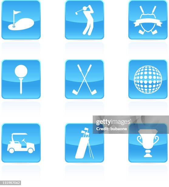 golf golfing royalty free vector arts buttons - miniature golf stock illustrations