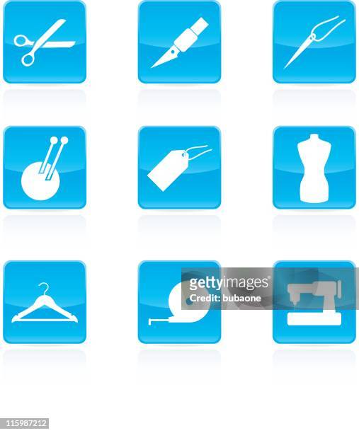 garment sewing royalty free vector icon set - meter unit of length stock illustrations