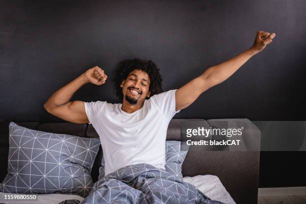 it's time to wake up - morning bed stretch stock pictures, royalty-free photos & images