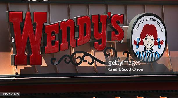 Logo signage is displayed at a Wendy's restaurant on June 13, 2011 in Chicago, Illinois. According to reports, Wendy's/Arby's Group Inc will sell a...