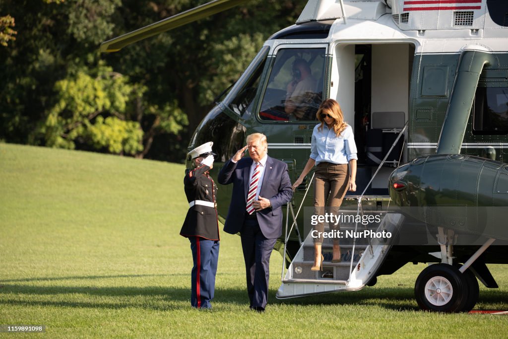 President Trump Returns To White House After New Jersey Travel